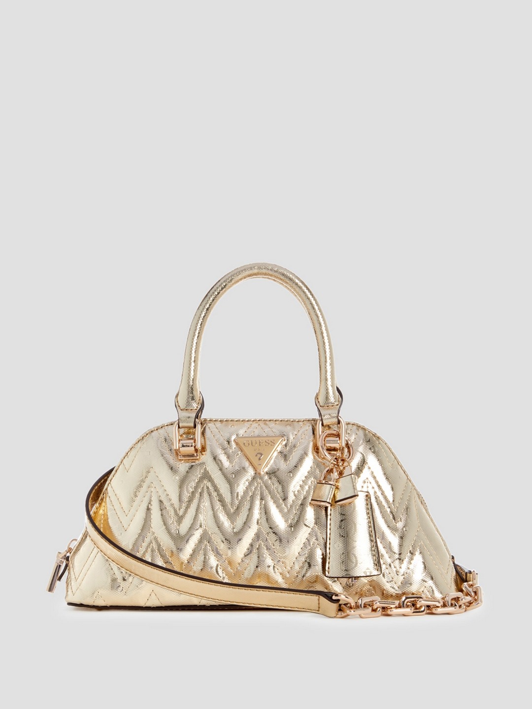 Golden Quilted Adelard Dome Satchel