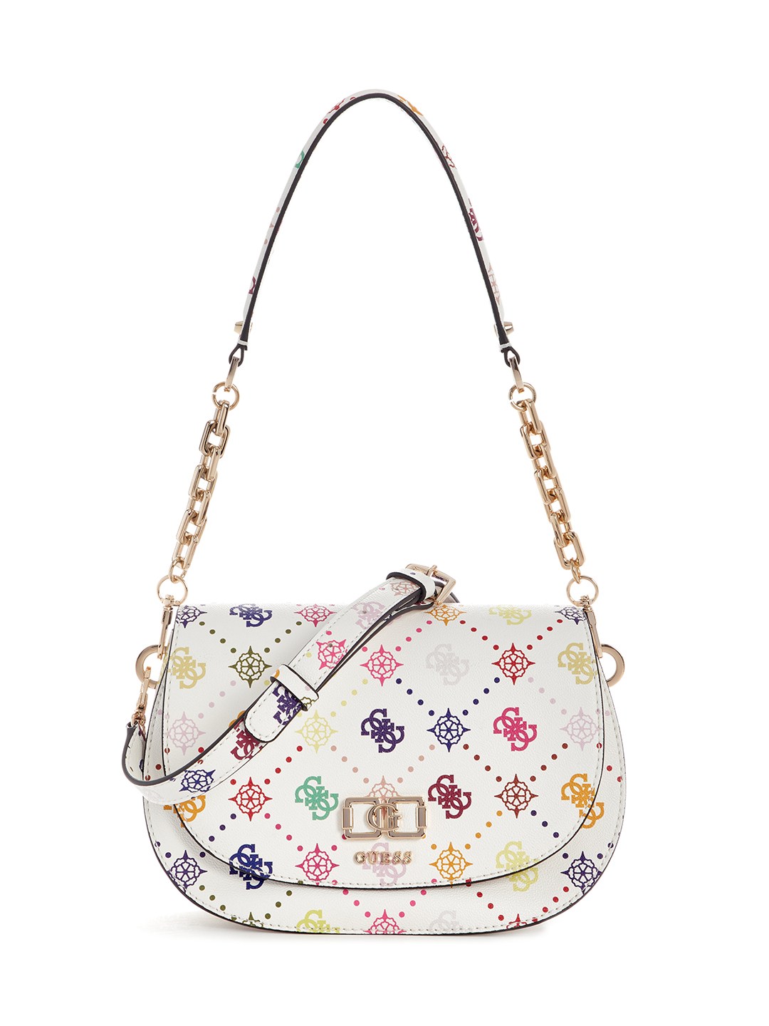 Multicolor Printed Emelie Logo Flap Crossbody Bag