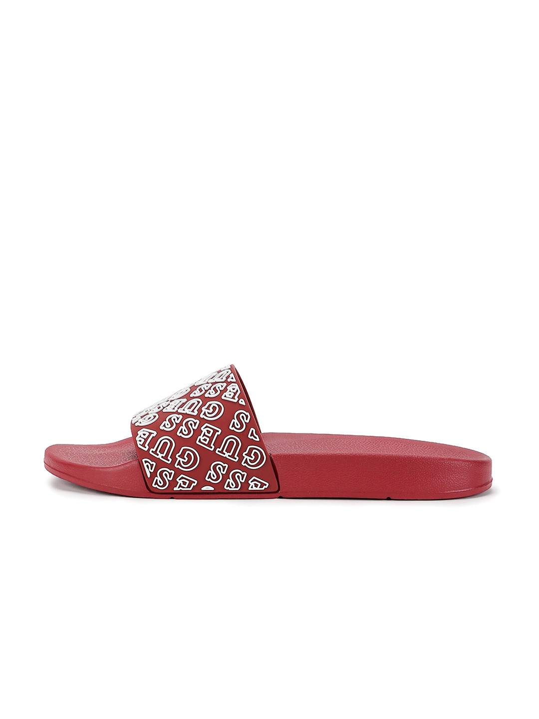 Men Red Polyurethane Sliders