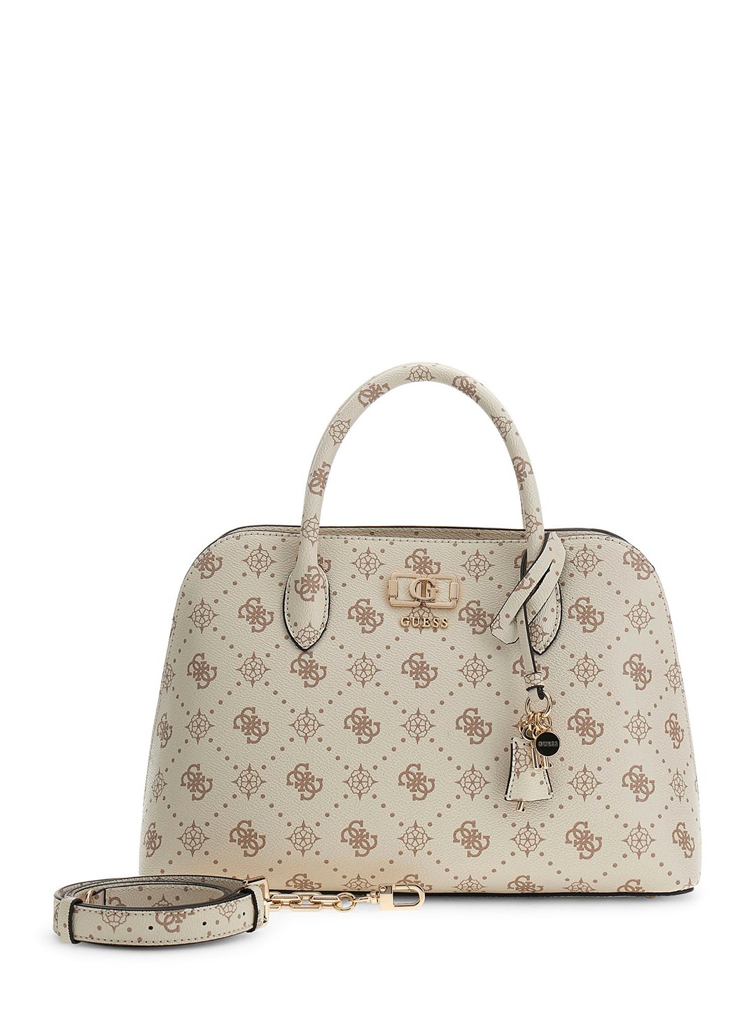Cream Printed Emelie Logo  Satchel Bag
