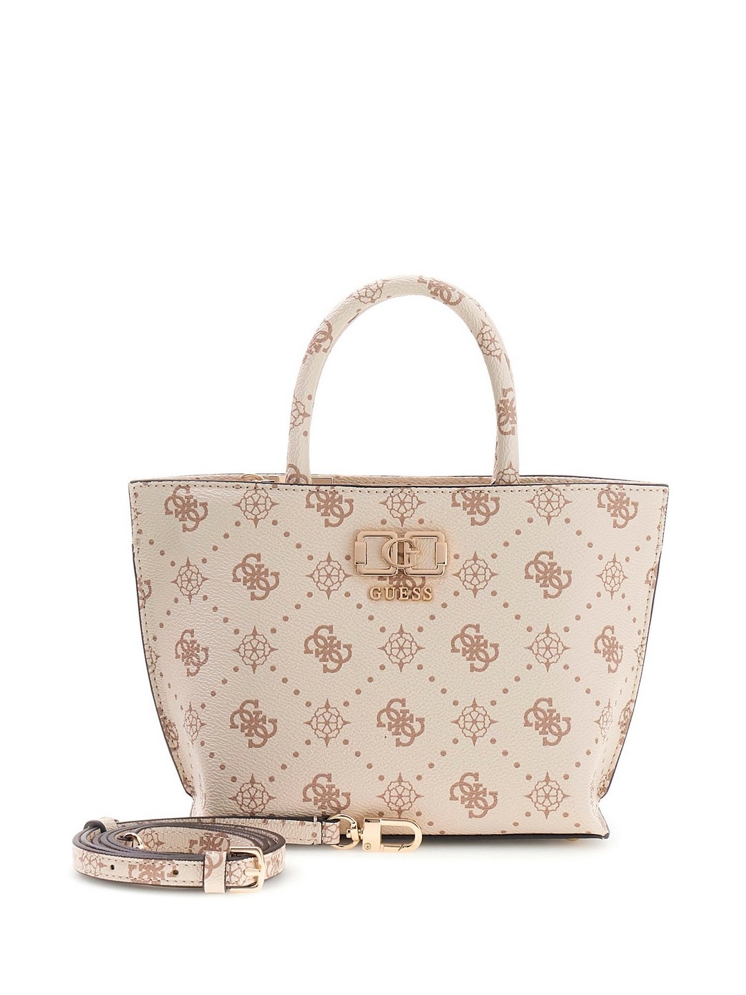 Guess Beige Printed Emelie Logo Mini Tote Bag