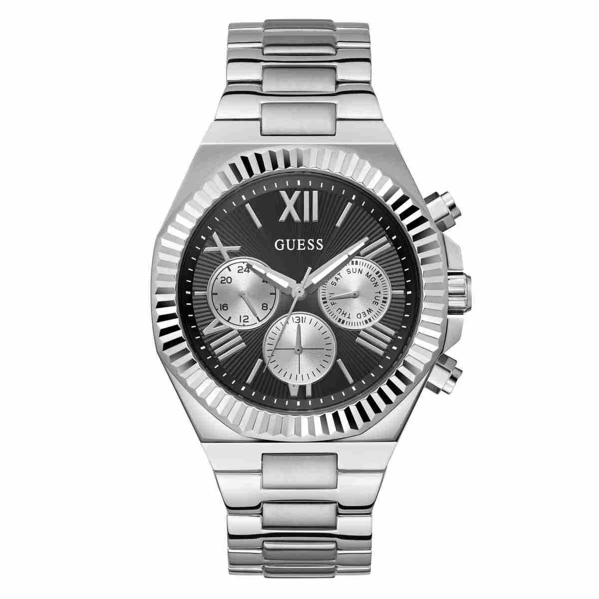 Dress Men Quartz Black Dial Multi-Function Recycled Steel Watch GW0703G1