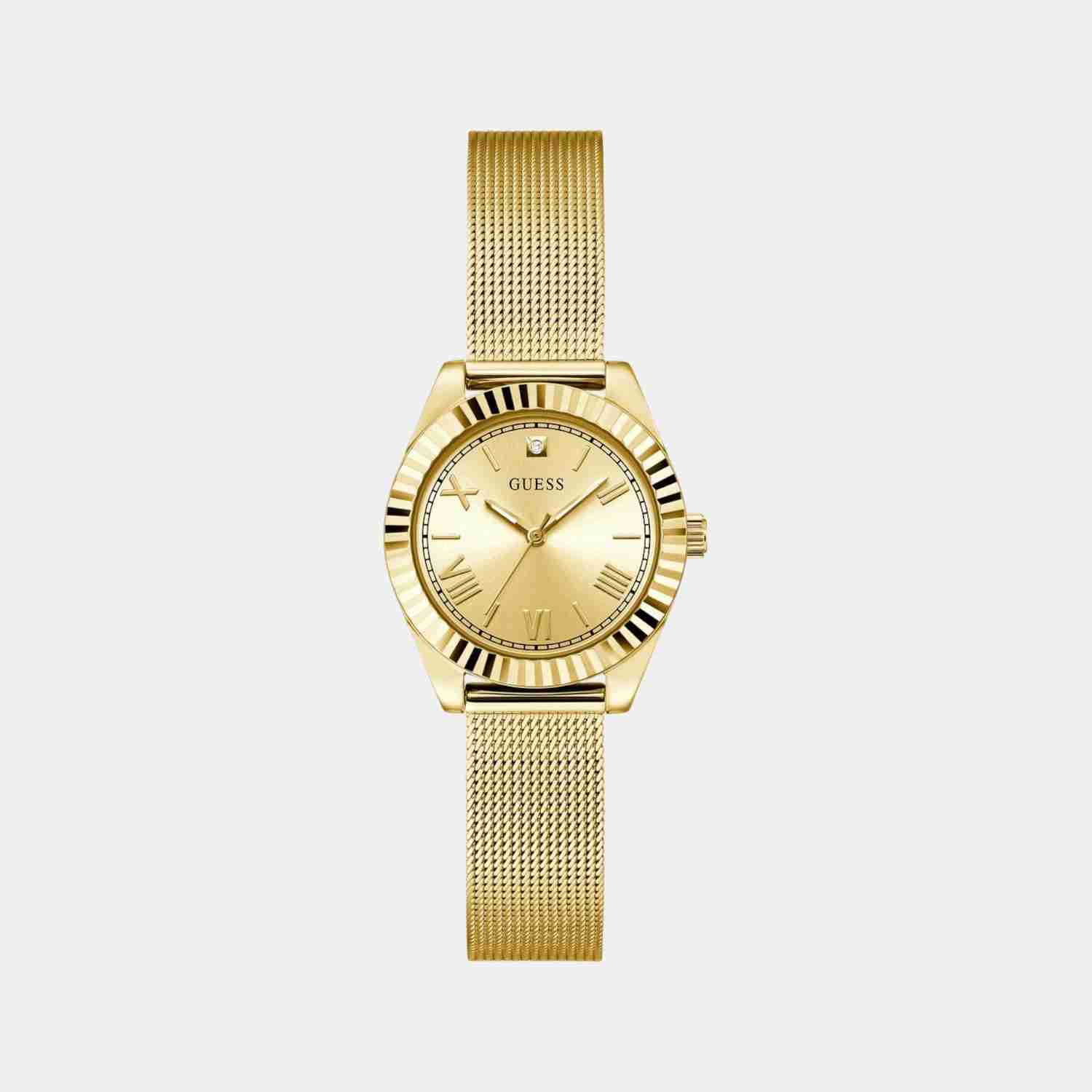 Guess Dress Women Quartz Champagne Dial Analog Mesh Watch GW0842L2