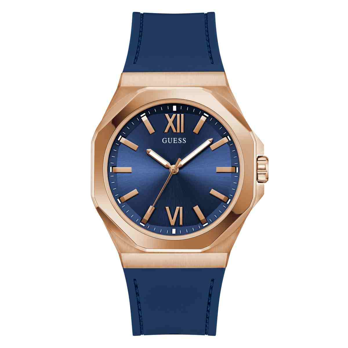 Men Blue Octagon Analog Watch