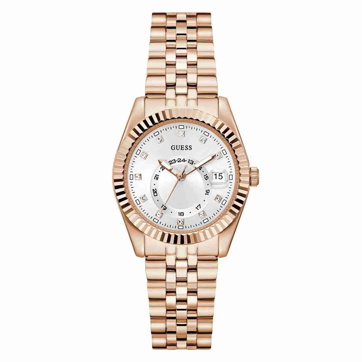 Women Rose Gold-Tone Round Multi-Function Watch