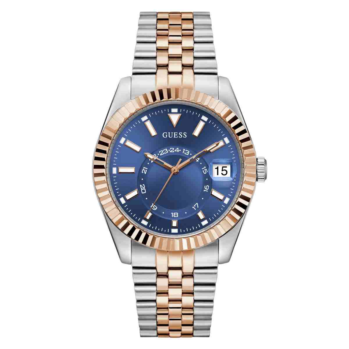 Men Two Tone Round Multi-Function Watch