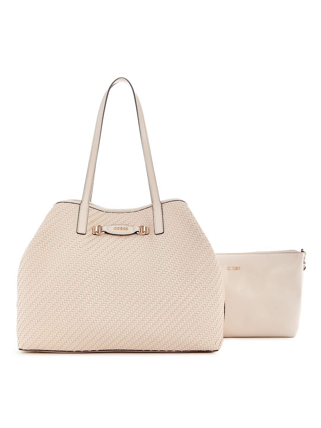 Shell Textured Vikky Tote Bag With Pouch