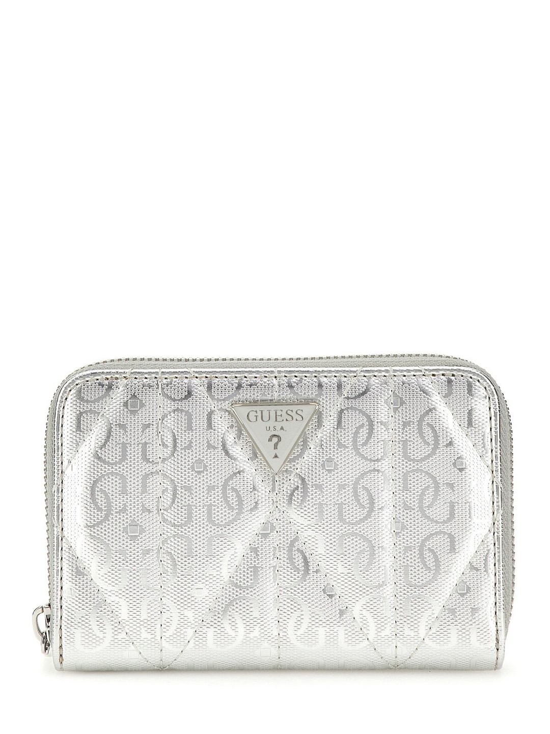Guess Silver Textured Aldina Medium Zip Around Wallet