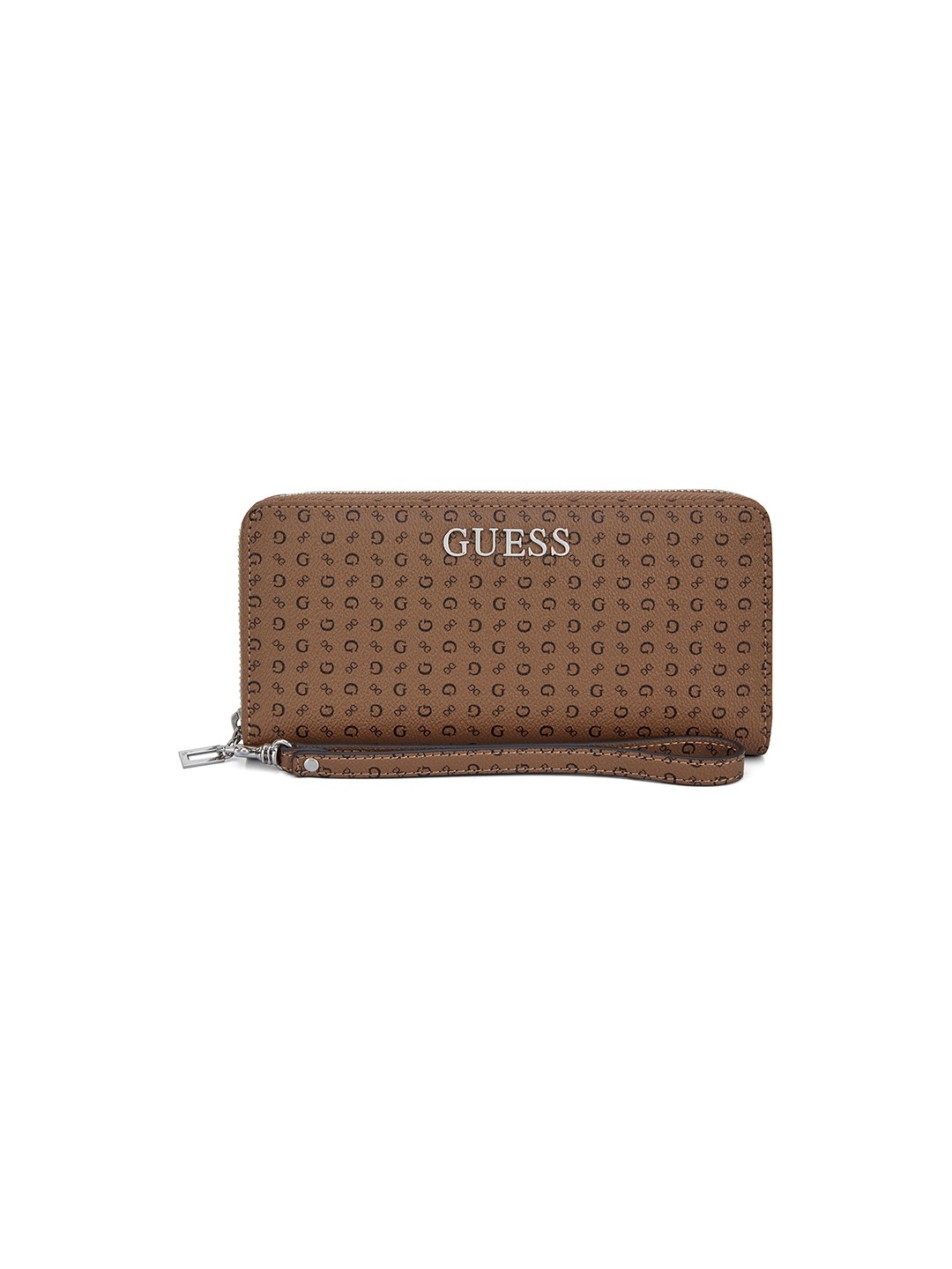 Brown Printed Abbas Large Zip-Around Wallet