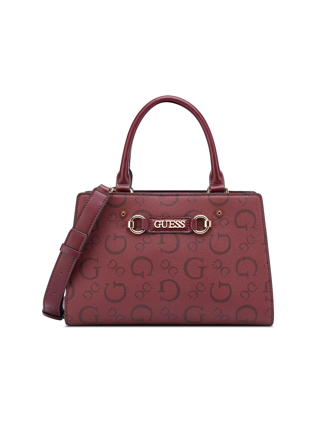 Oxblood Printed Magnet Lacy Satchel Bag
