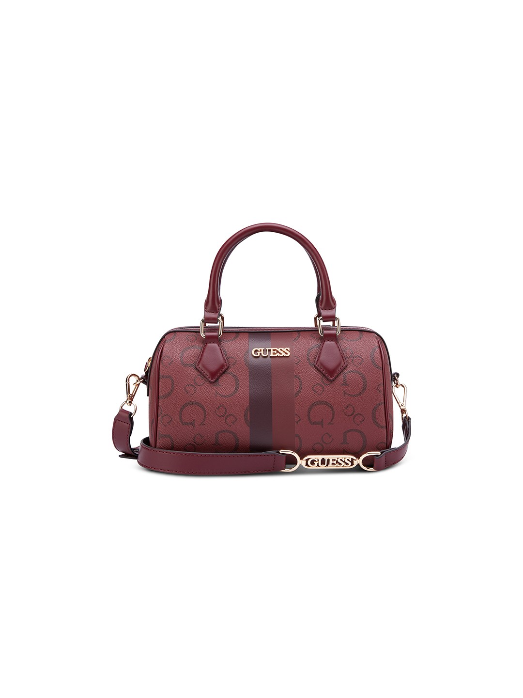 Oxblood Printed Zipper Wester Box Satchel Bag