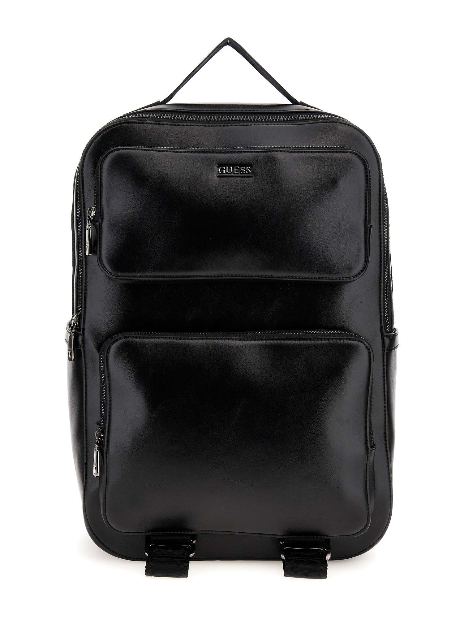 Guess Black Polyurethane Solid Men Laptop Bag
