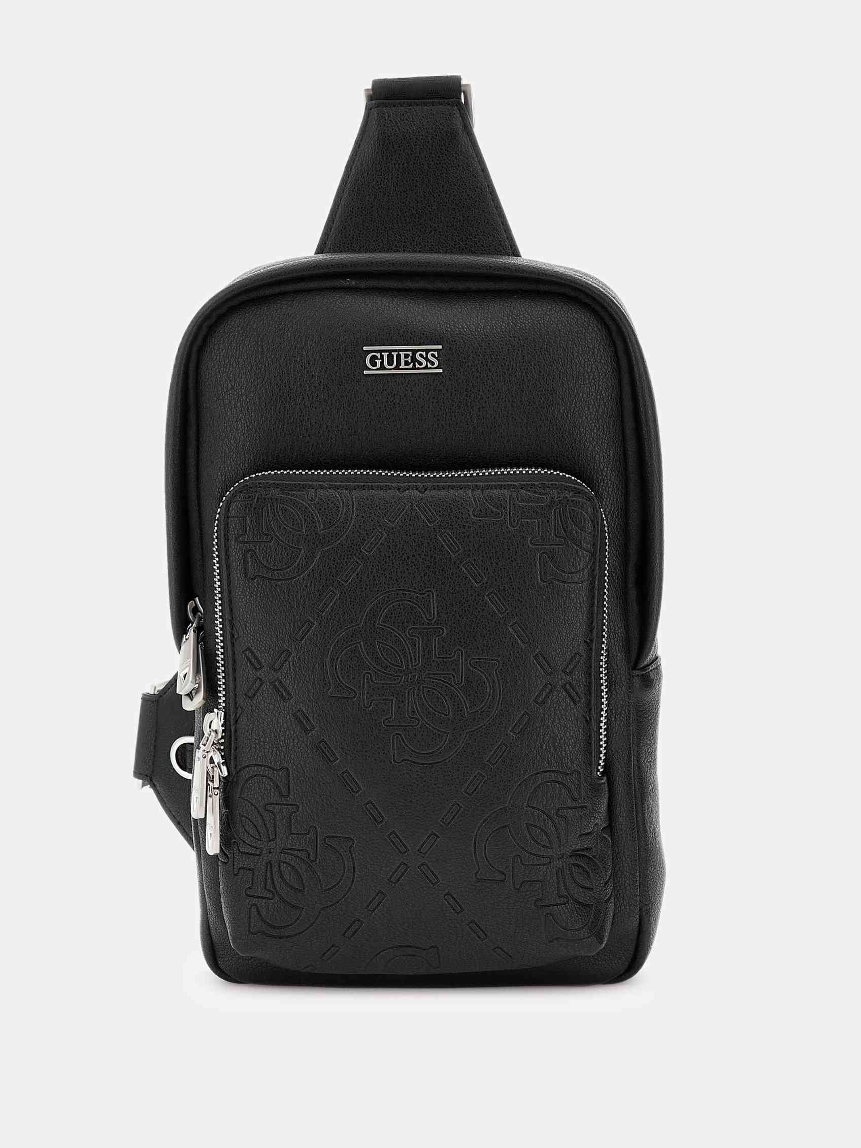Guess Black Polyurethane Solid Men Sling Bag