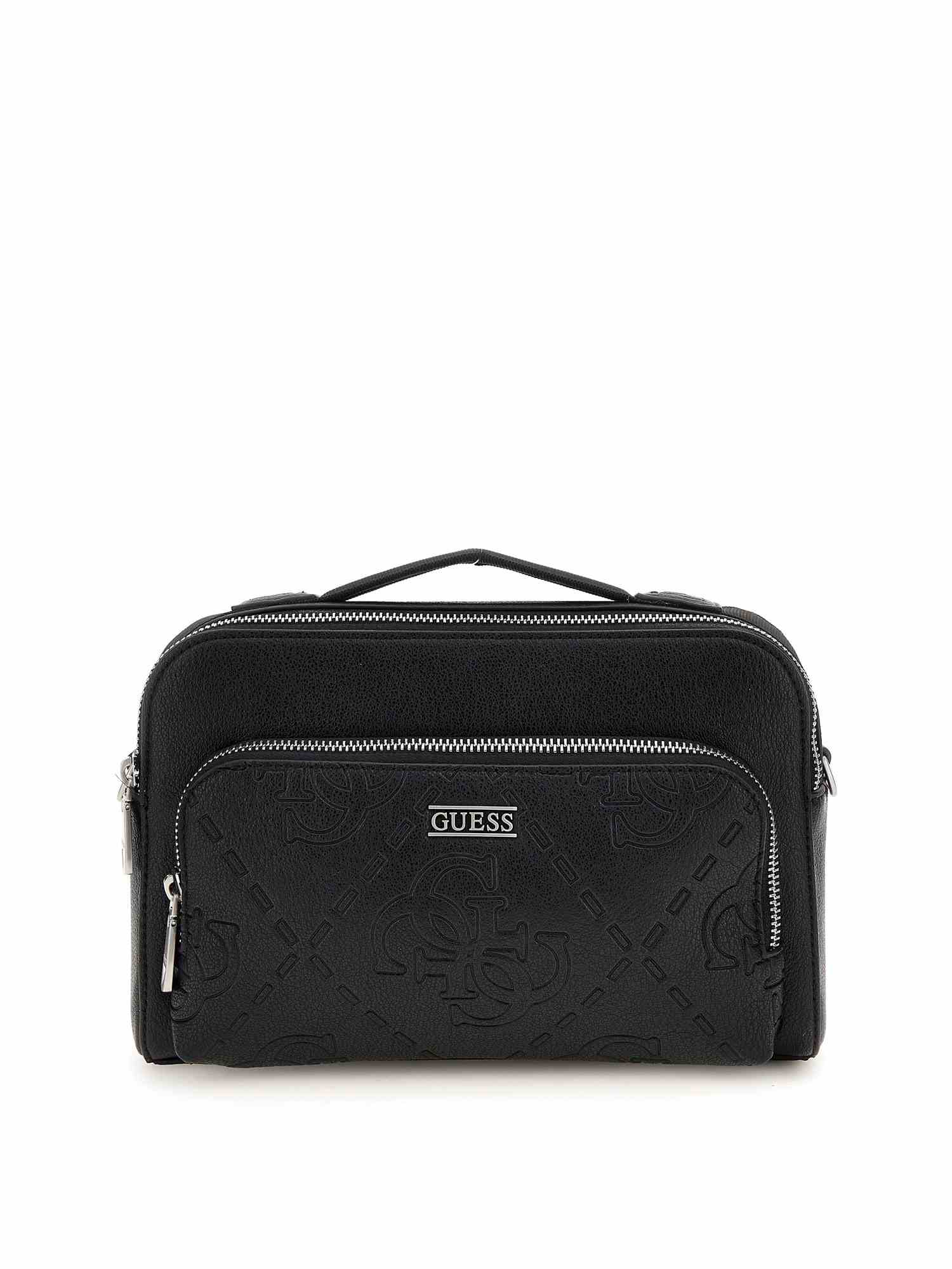 Guess Black Polyurethane Solid Men Toiletry bag
