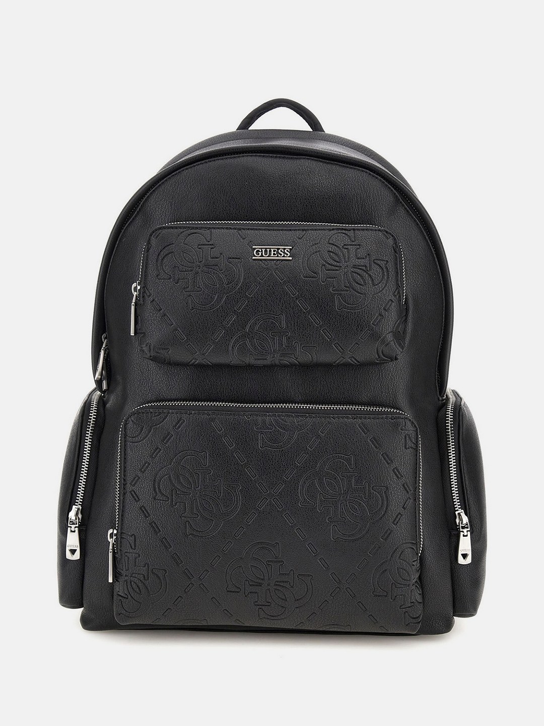 Guess Men Boston Black Zipper Textured Backpack