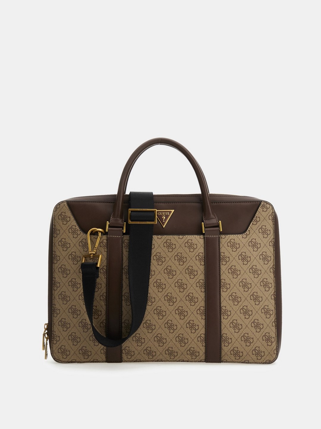 Beige Printed PU Laptop Bag