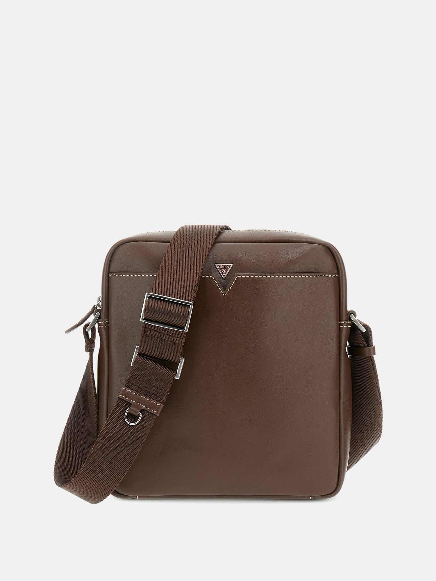Guess Brown Leather Solid Men Sling Bag
