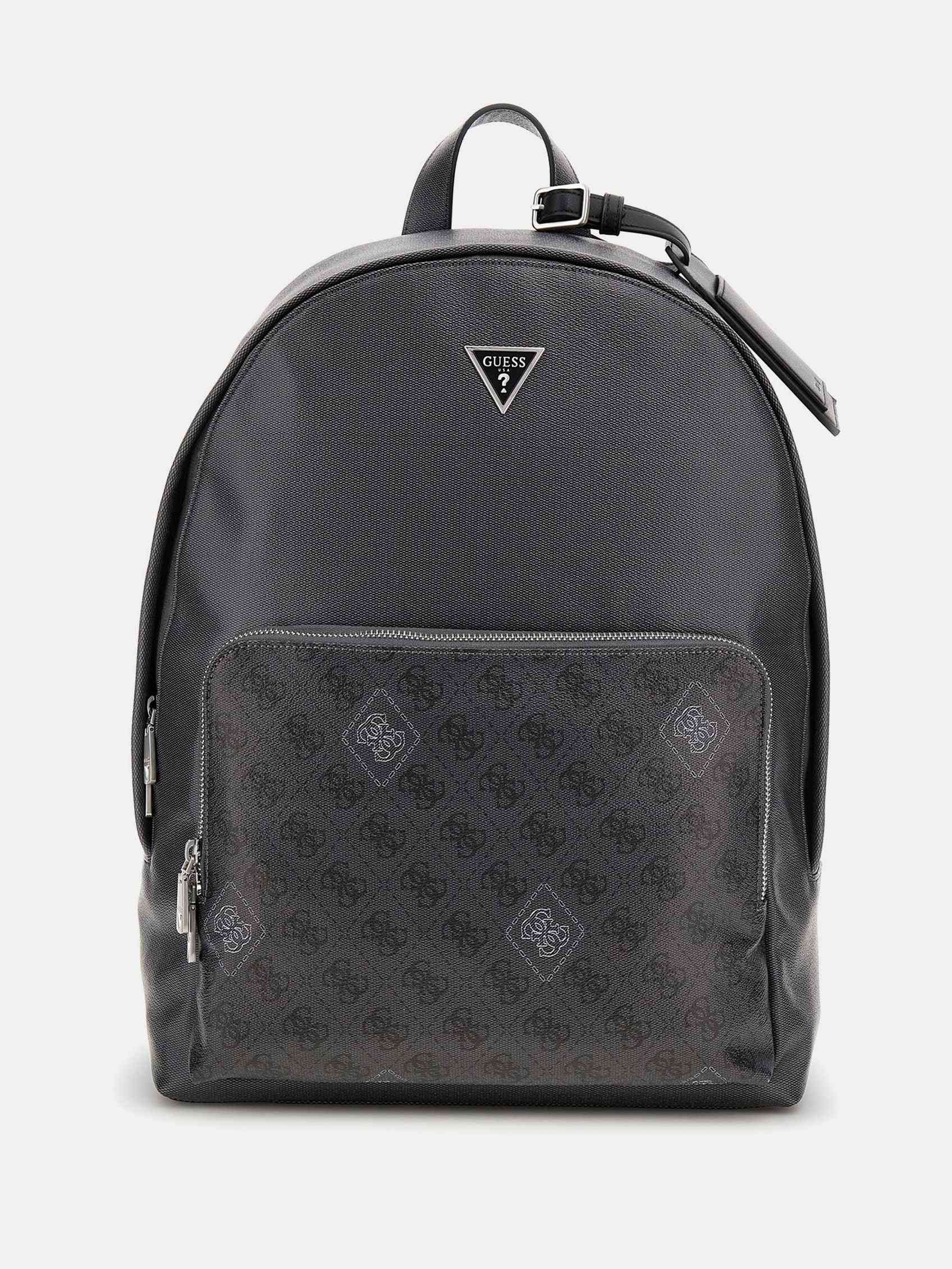 Guess Black Polyurethane Solid Men Backpack