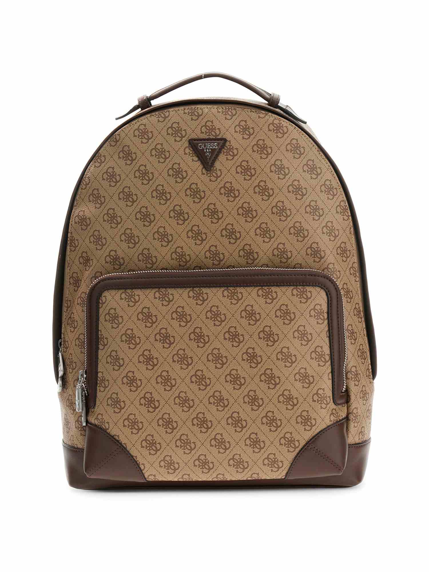 Guess Beige Polyurethane Printed Men Backpack