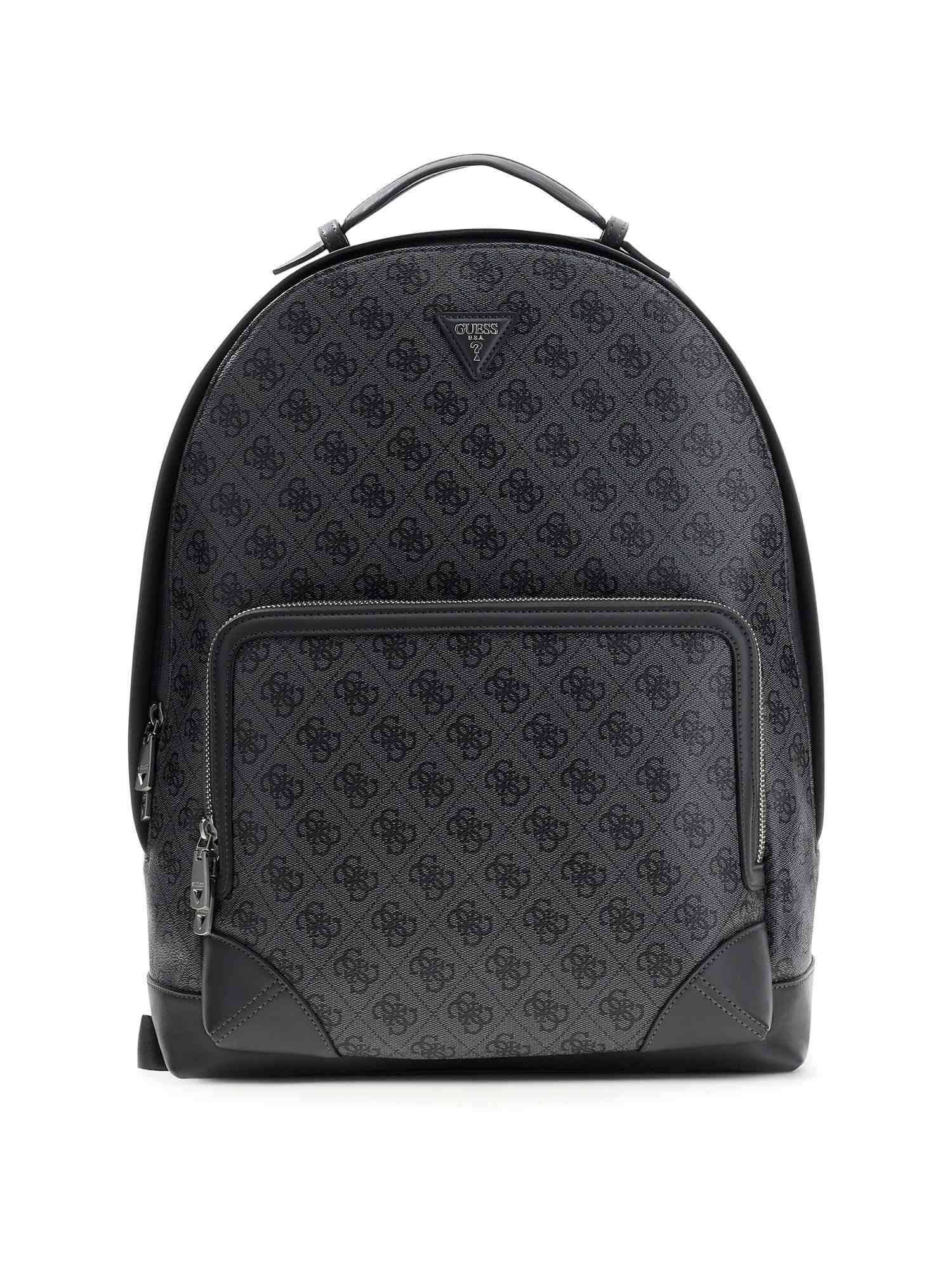 Guess Black Polyurethane Printed Men Backpack