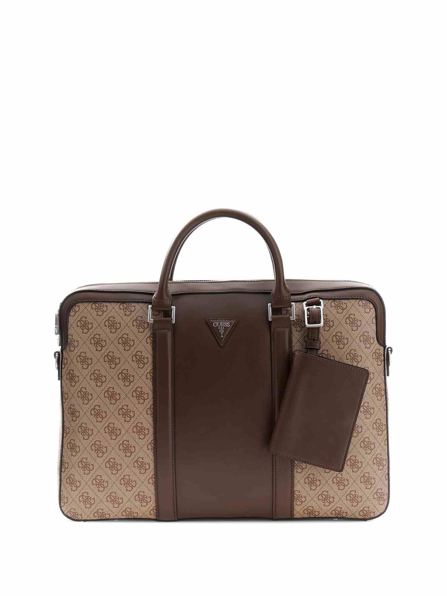 Guess Beige Polyurethane Printed Men Laptop Bag