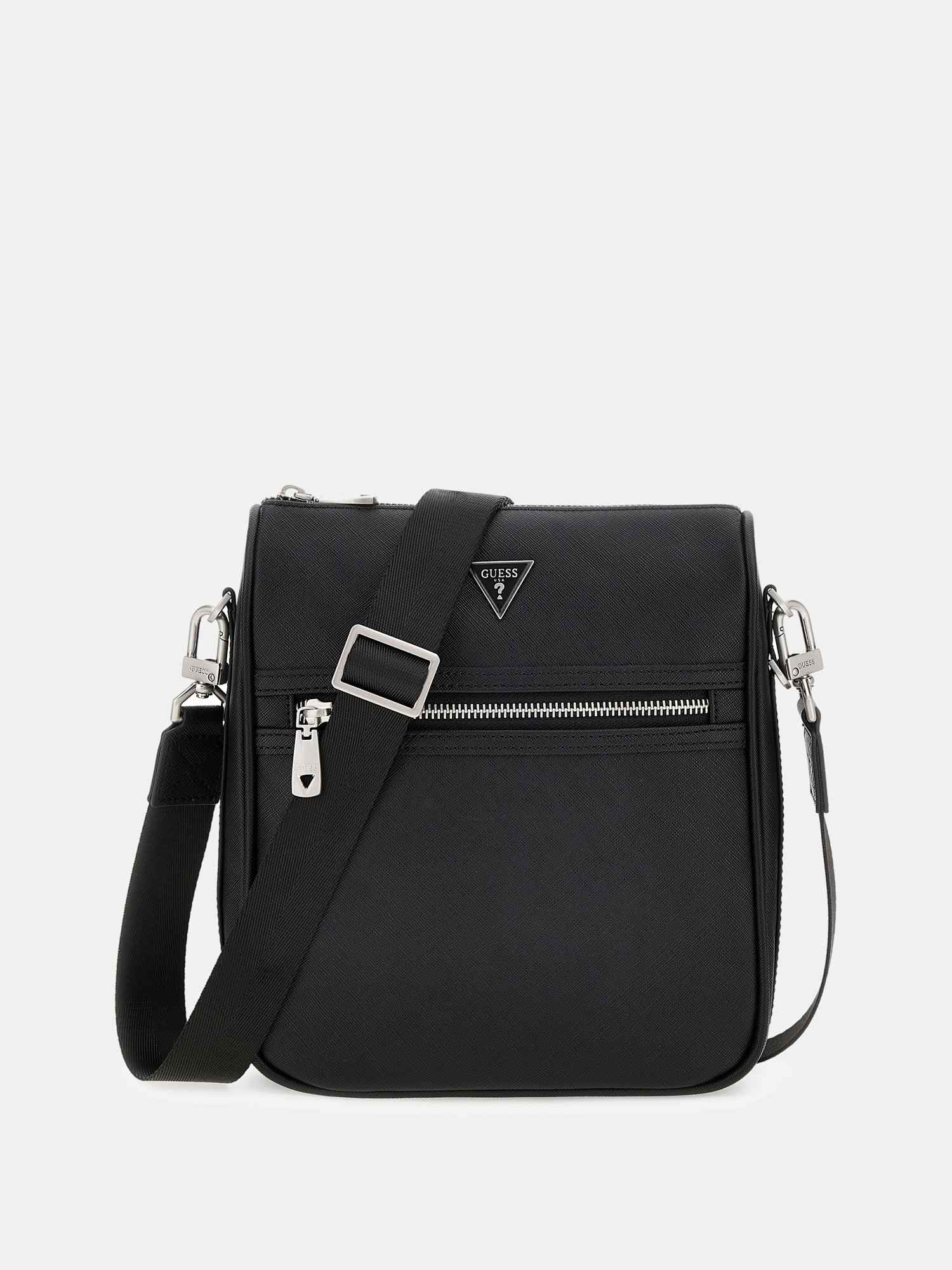 Guess Black Polyurethane Solid Men Sling Bag