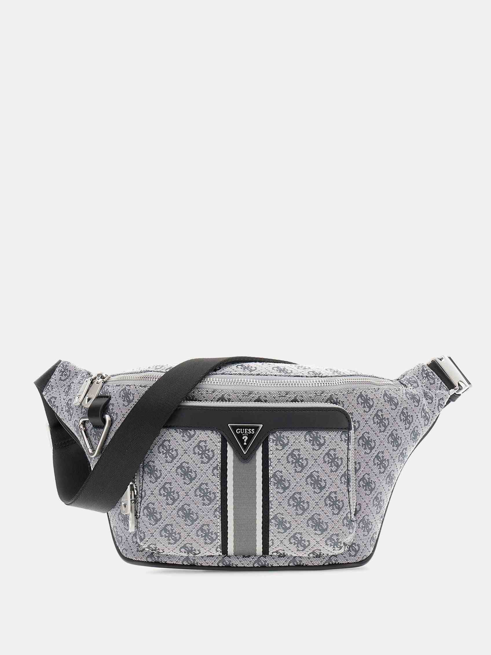 Guess Grey Polyester Printed Men Sling Bag