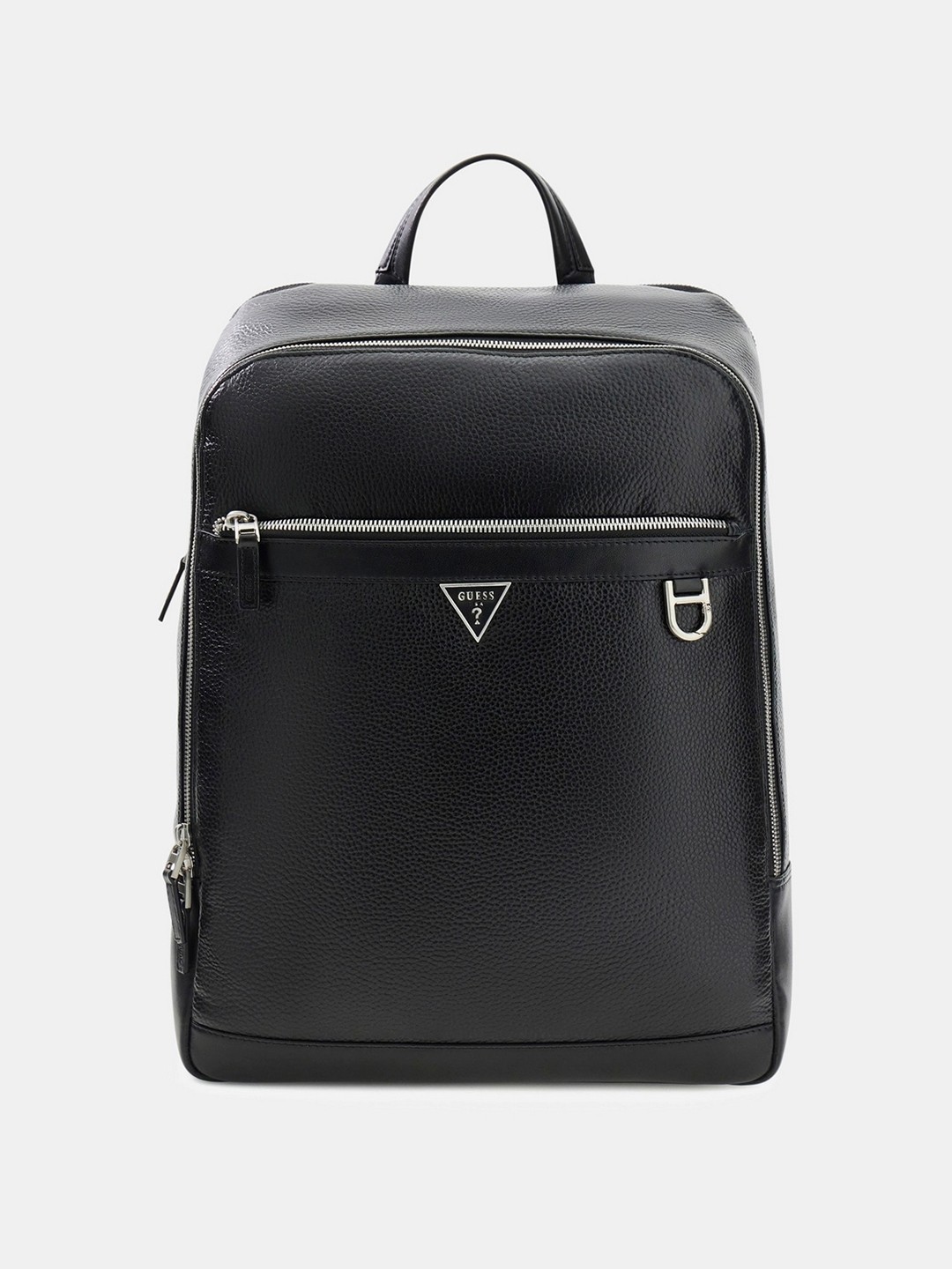 Guess Men Monaco Squared Black Zipper Textured Backpack