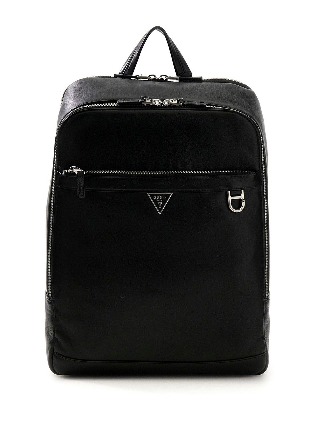 Guess Men Monaco Squared Black Zipper Solid Backpack