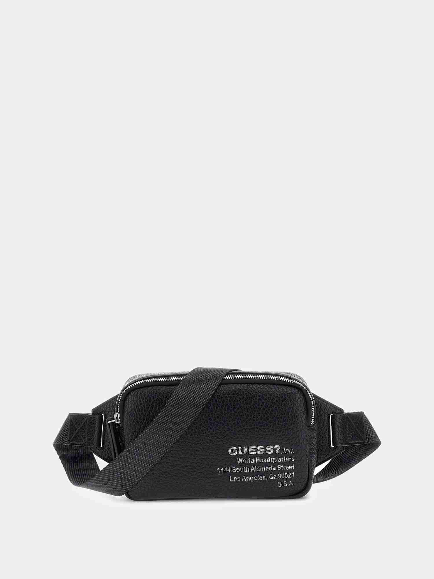 Guess Black Polyurethane Solid Men Sling Bag