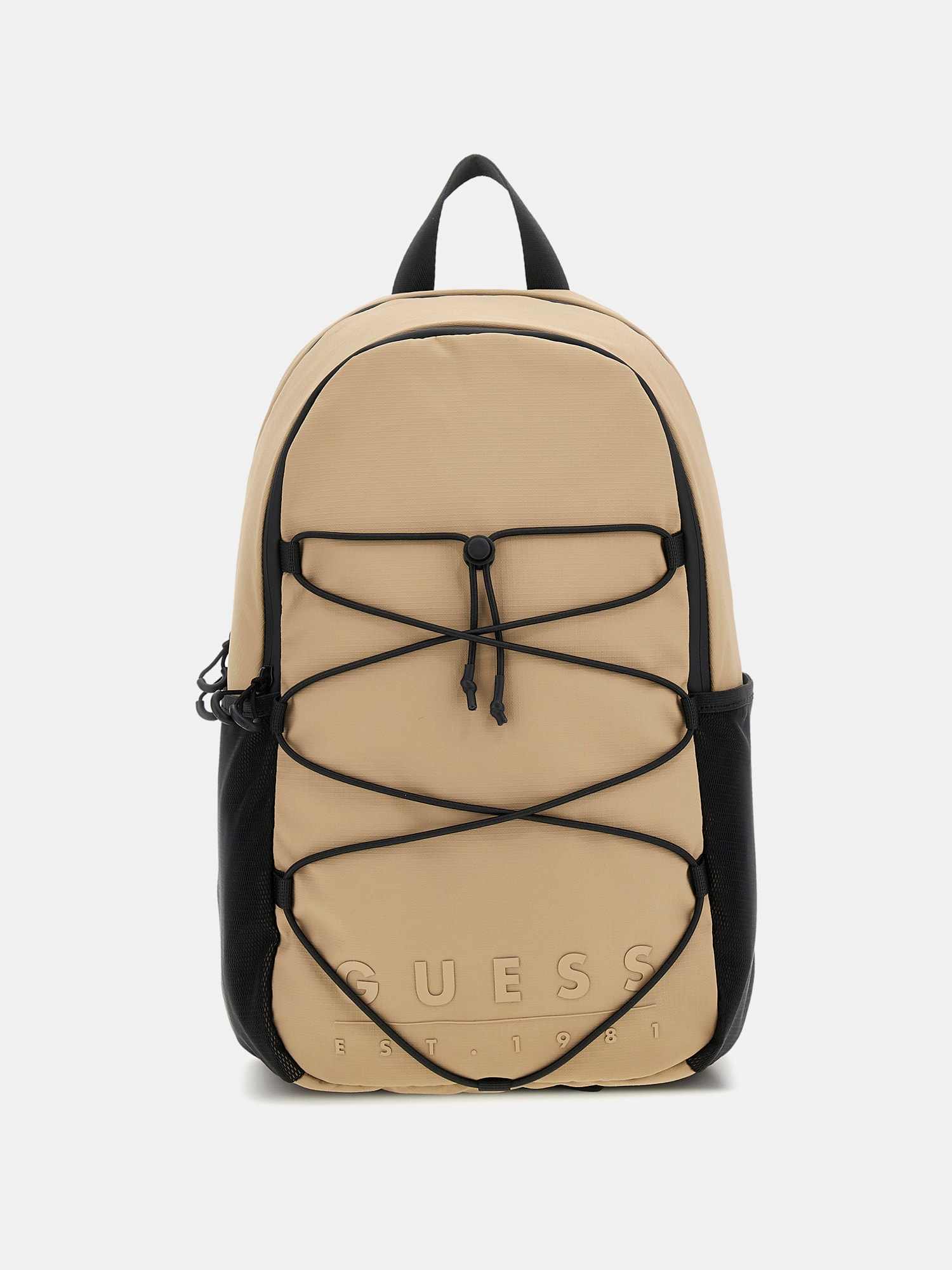 Guess Beige Polyurethane Solid Men Backpack