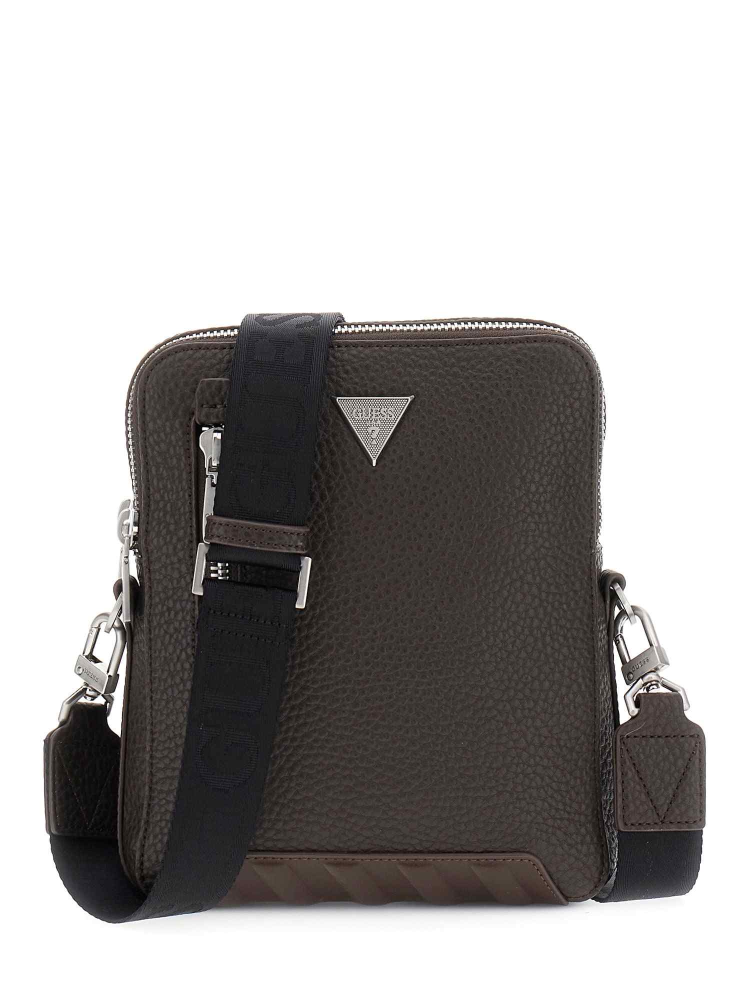 Guess Brown Polyurethane Solid Men Sling Bag