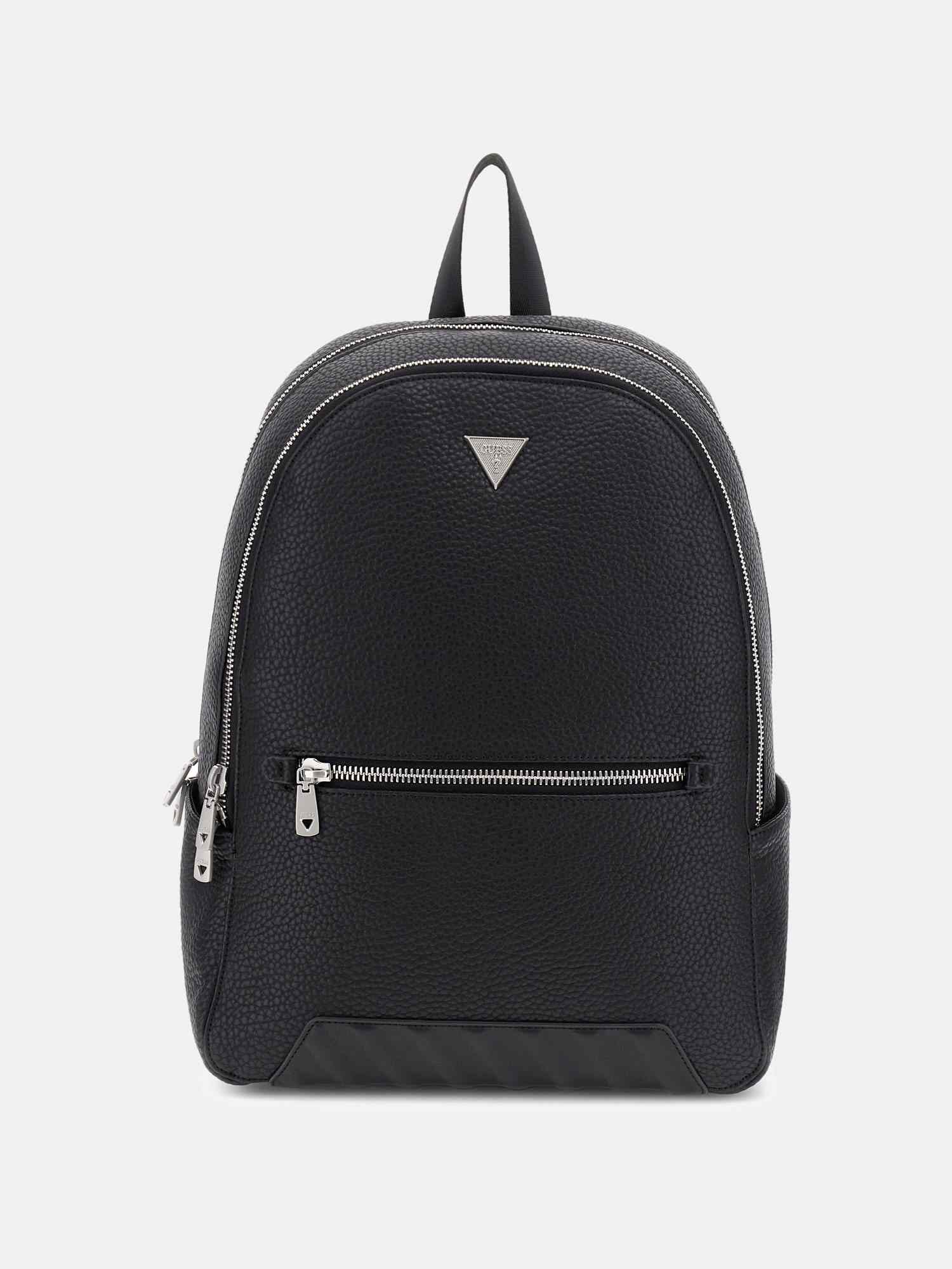 Guess Black Polyurethane Solid Men Backpack
