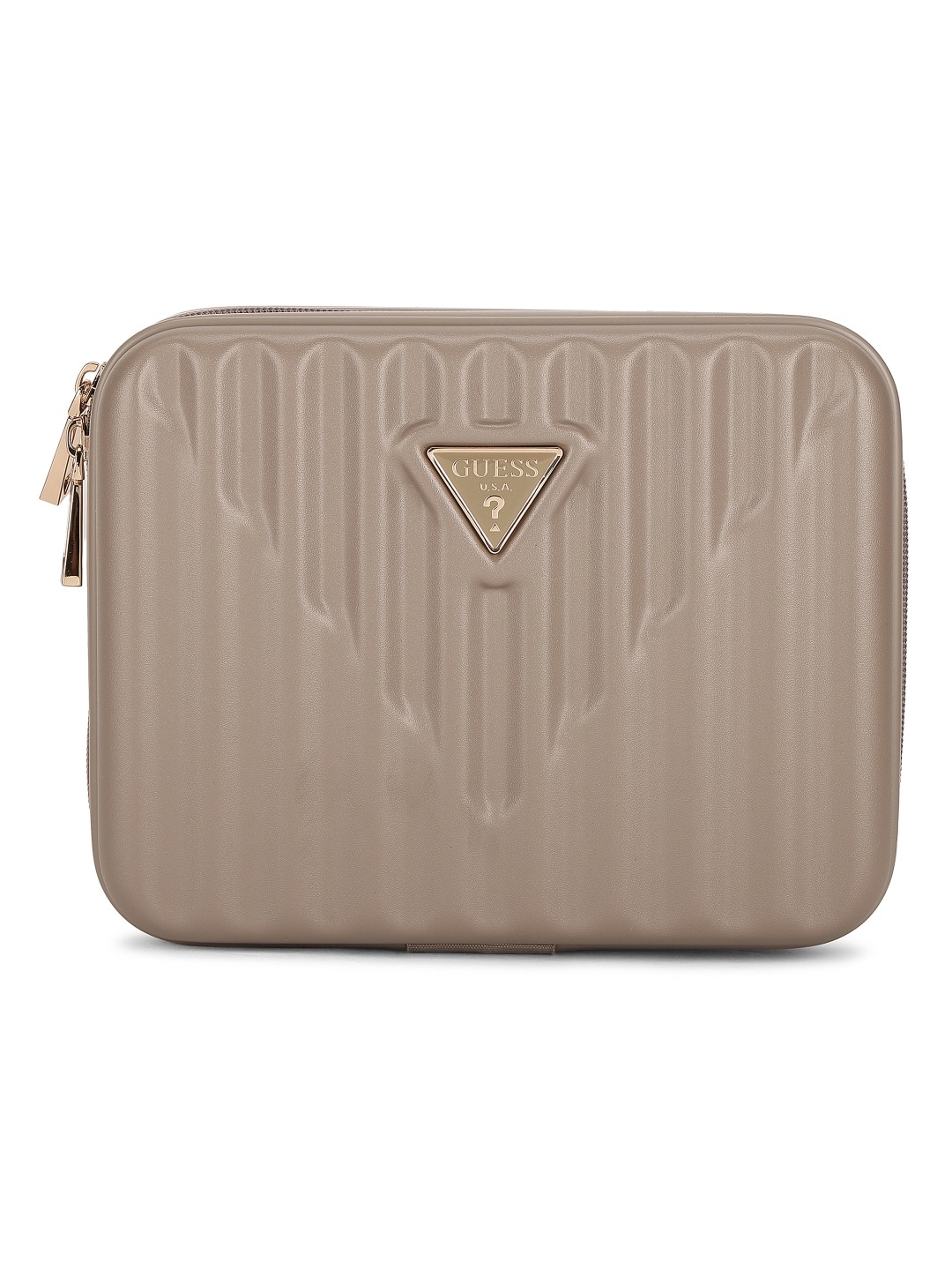 Guess Beige Polycarbonate Solid WOMEN Cosmetic Case