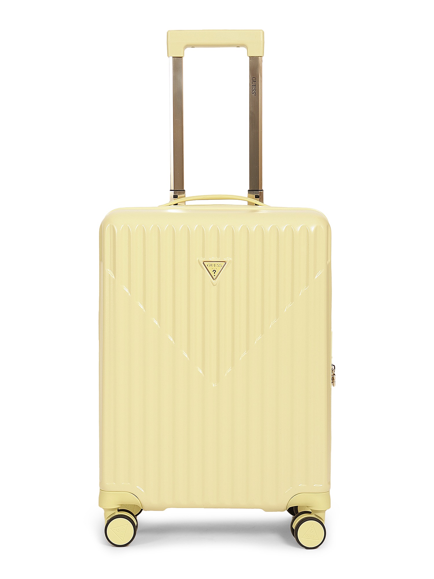 Guess Yellow Stripped Cabin Hard Sided Trolley Suitcase