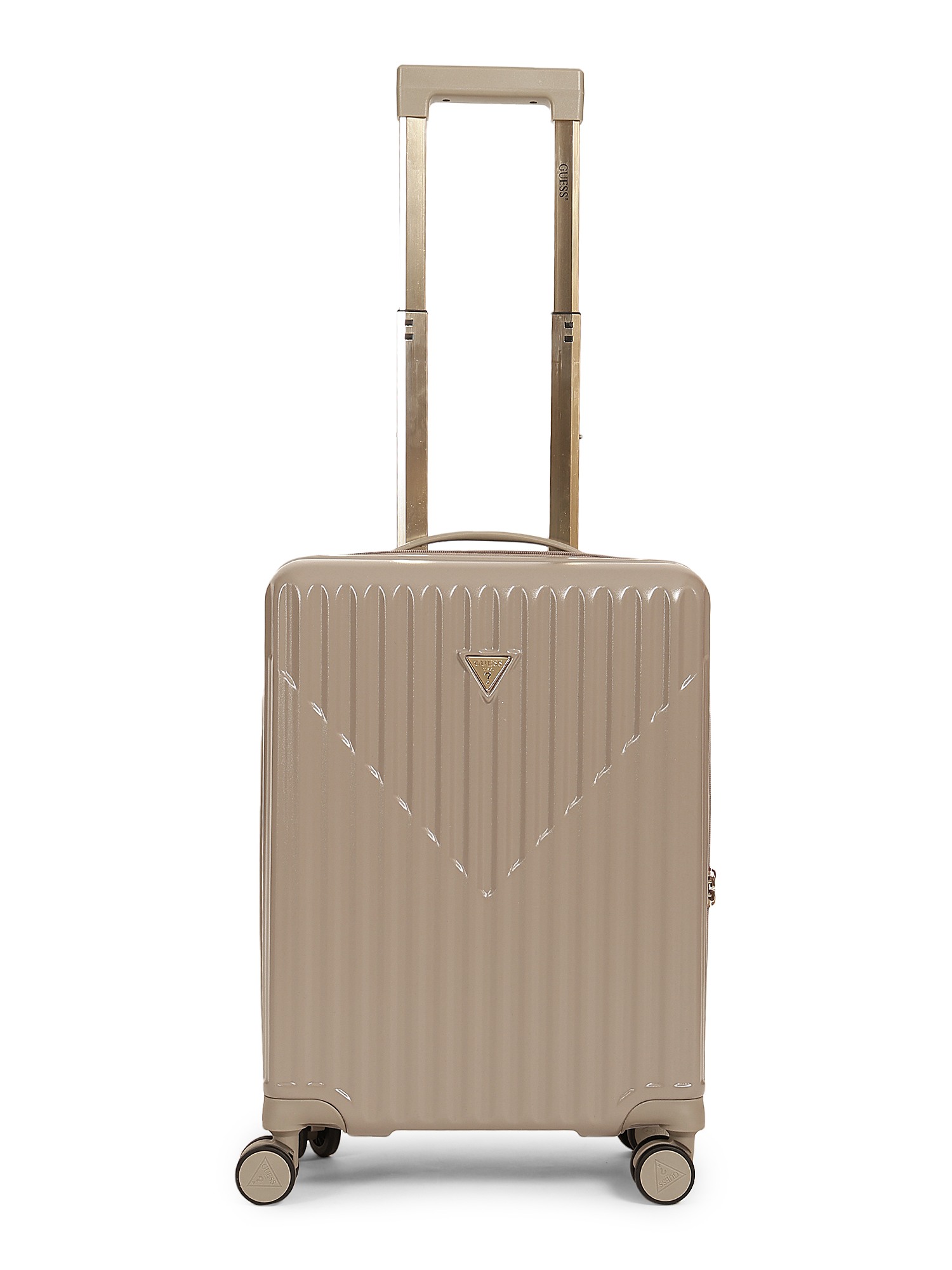 Guess Brown Stripped Cabin Hard Sided Trolley Suitcase