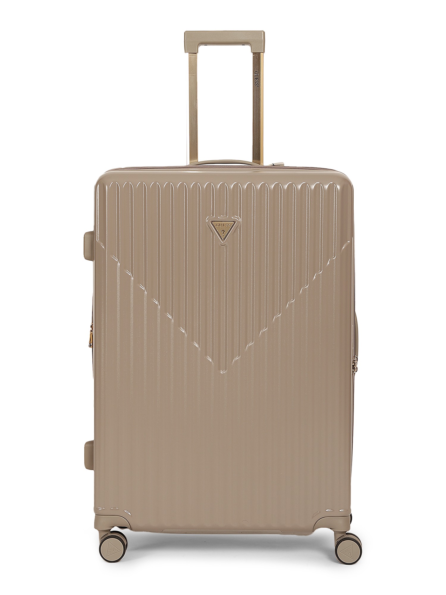 Guess Brown Stripped Check-In Hard Sided Trolley Suitcase