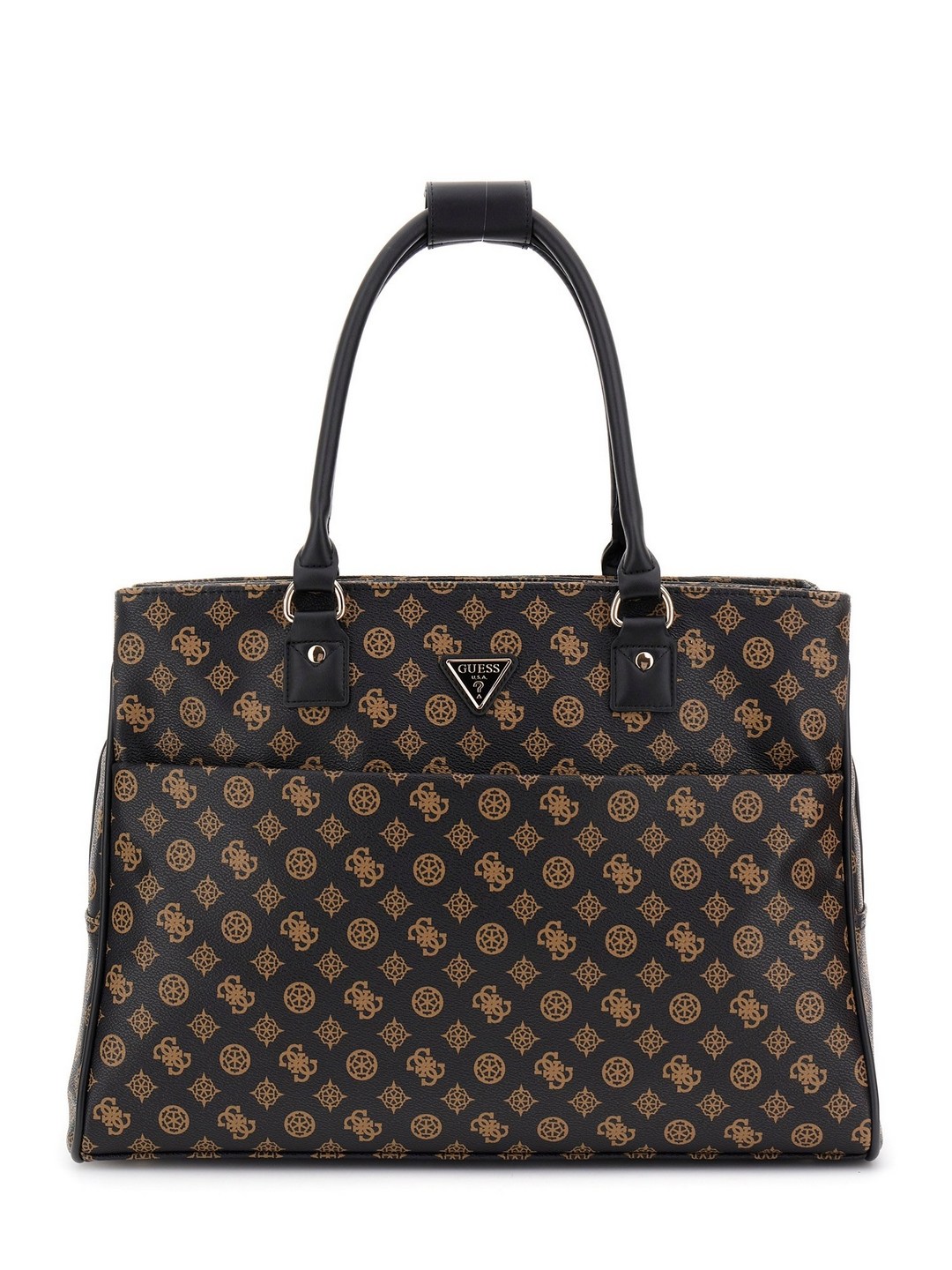 Guess Brown Printed Wilder Shopper Tote Bag