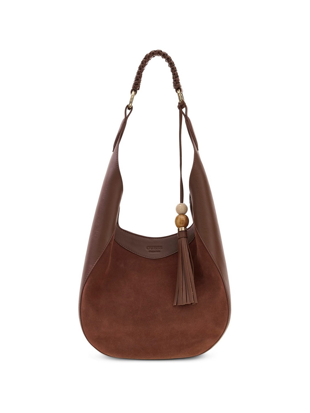 Guess Women Solid Chocolate Nina Hobo With Pouch