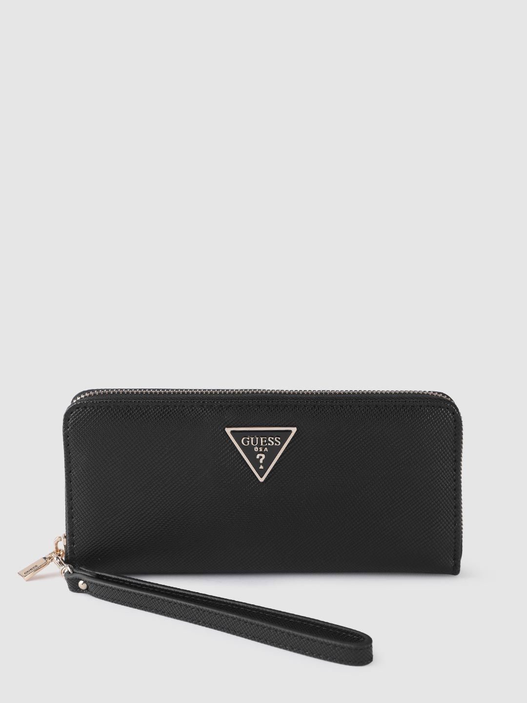 Guess Women Textured Black Laurel Zip Around Wallet