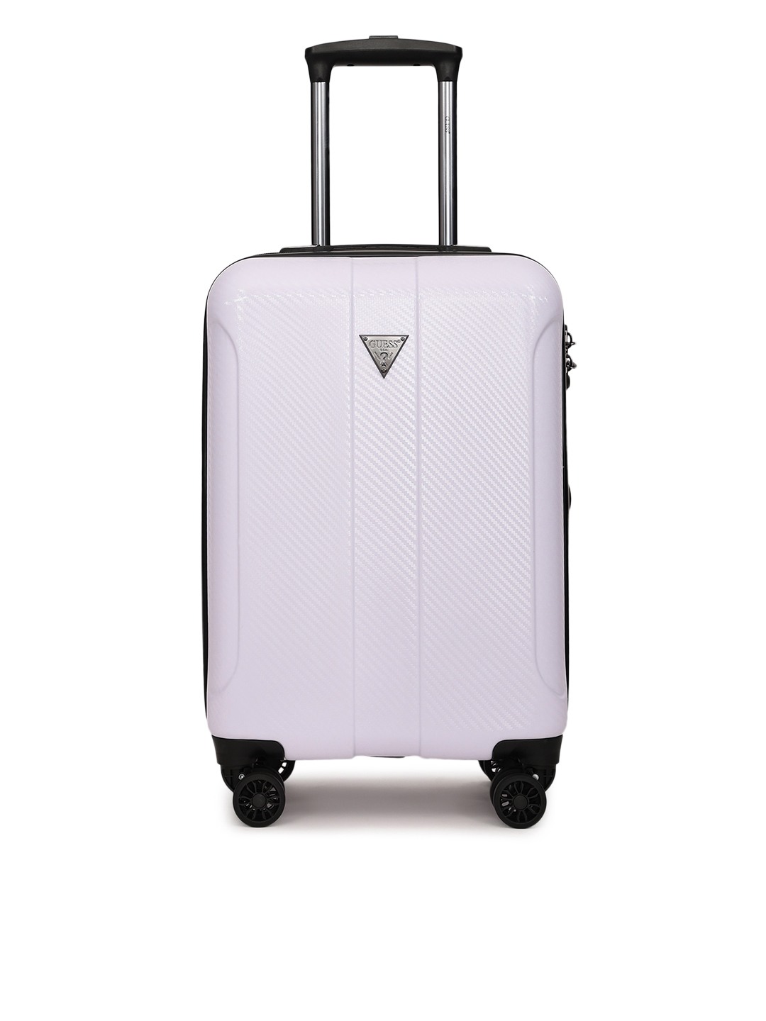 White Textured Lustre Trolley Bag