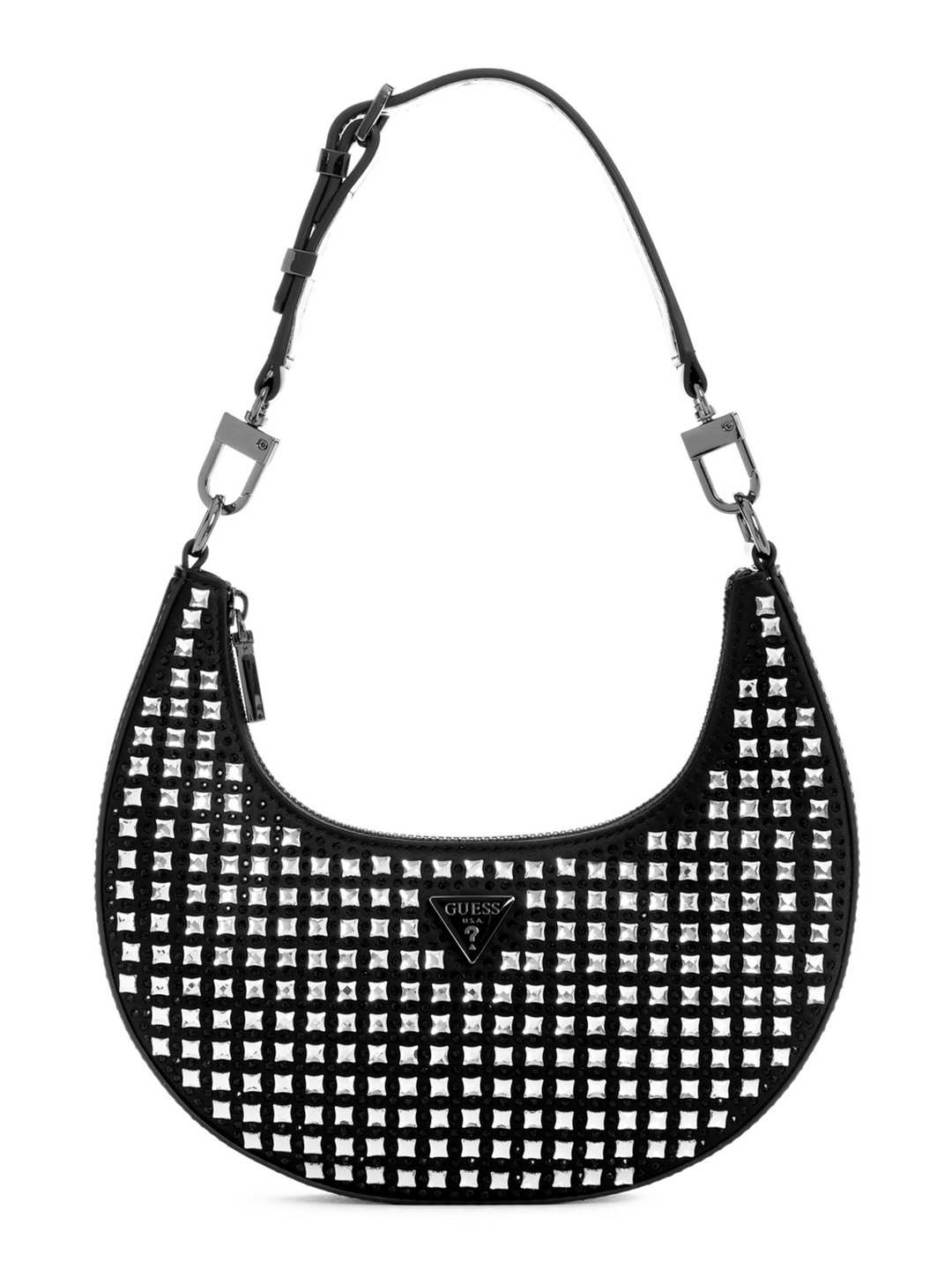 Black Embellished Lua Small Hobo Bag