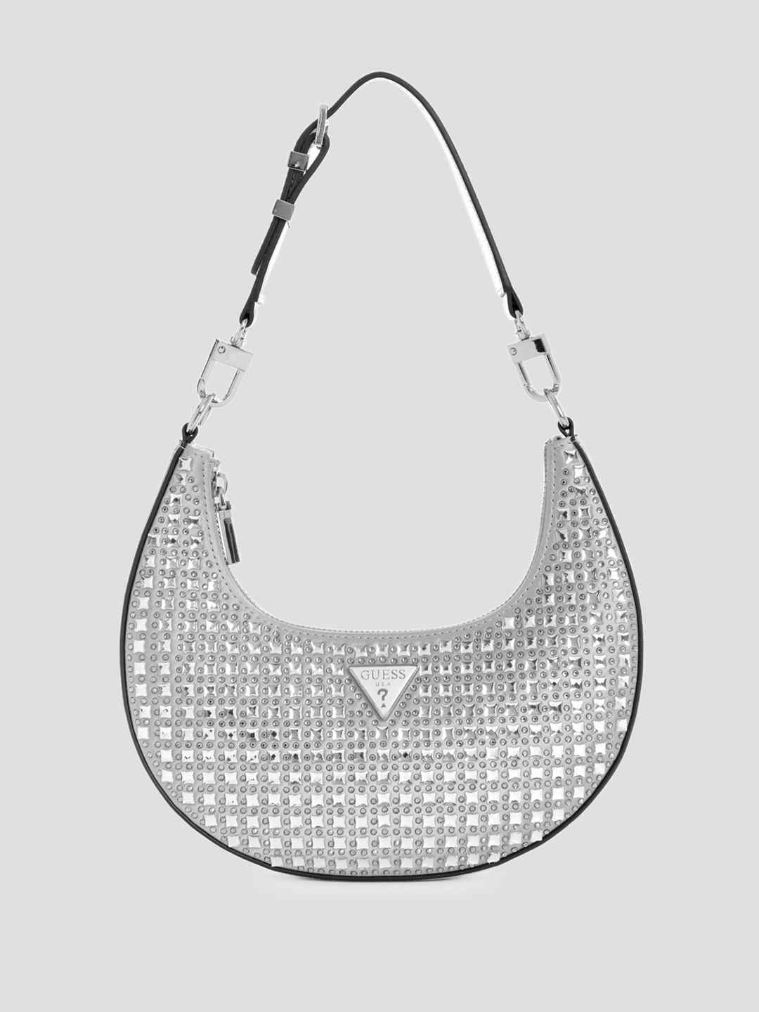 Silver Embellished Lua Small Hobo Bag