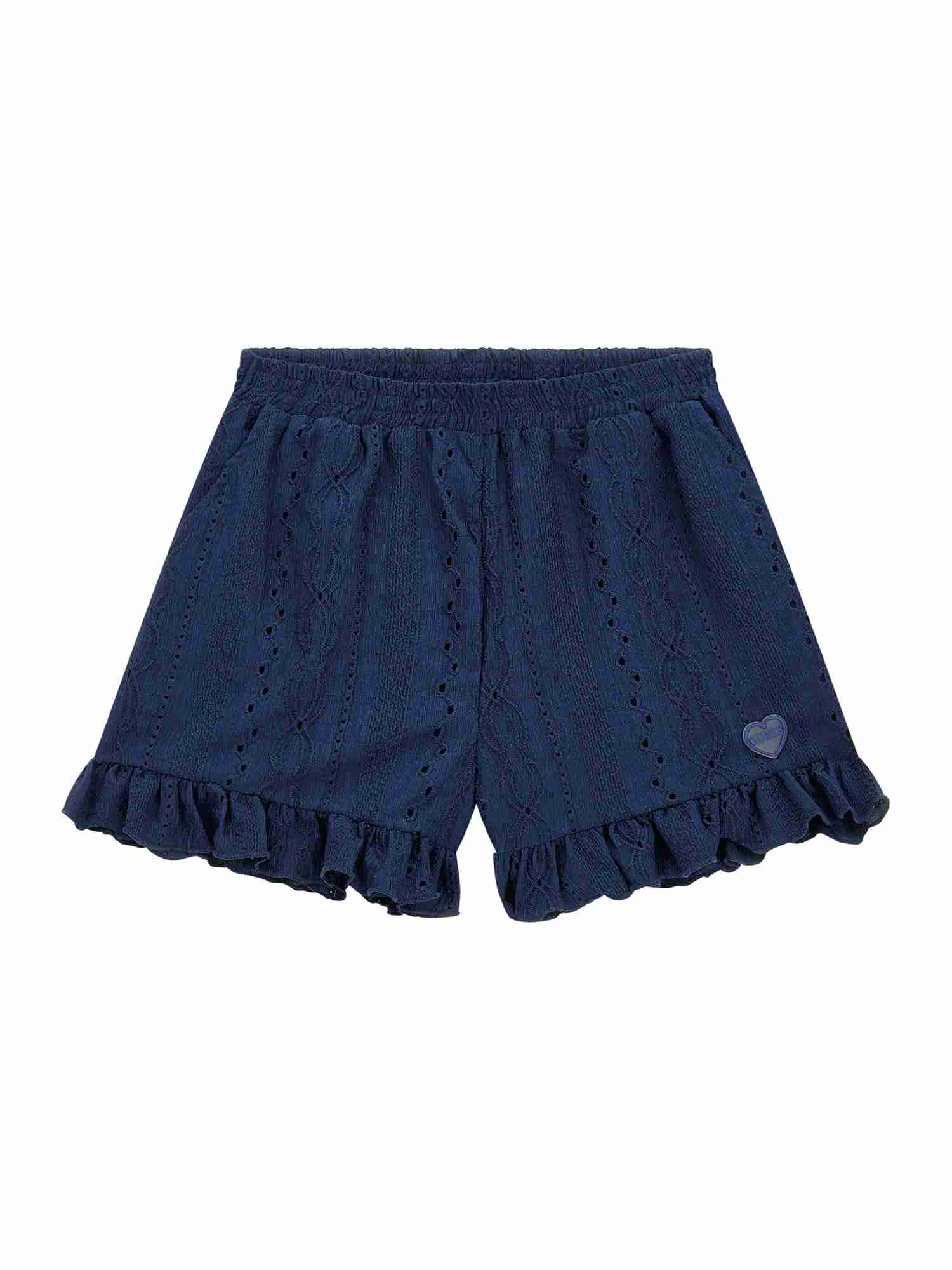 Guess Kids Girls Blue Textured Knit Ruffle Hem Shorts