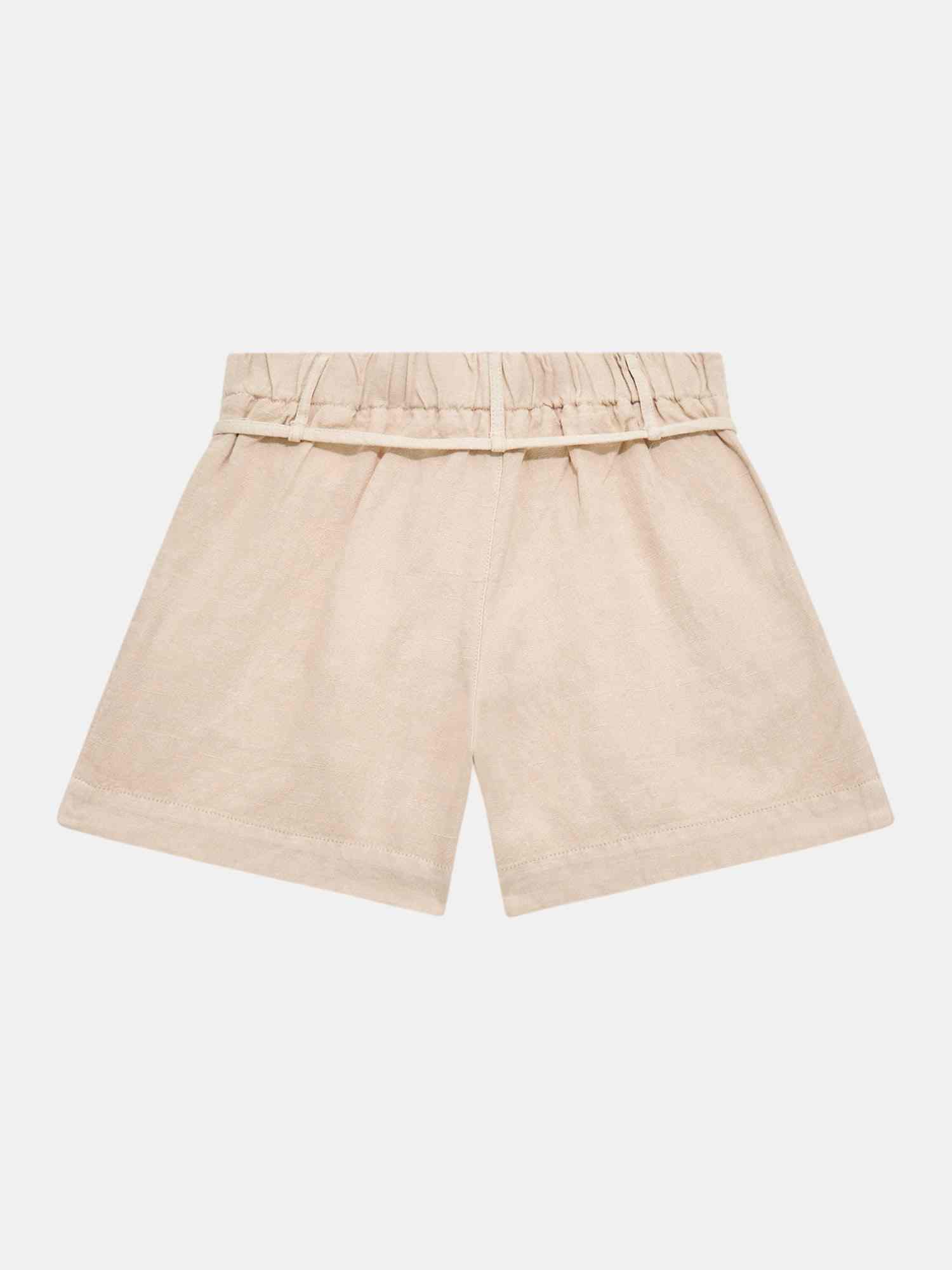Beige Solid Shorts