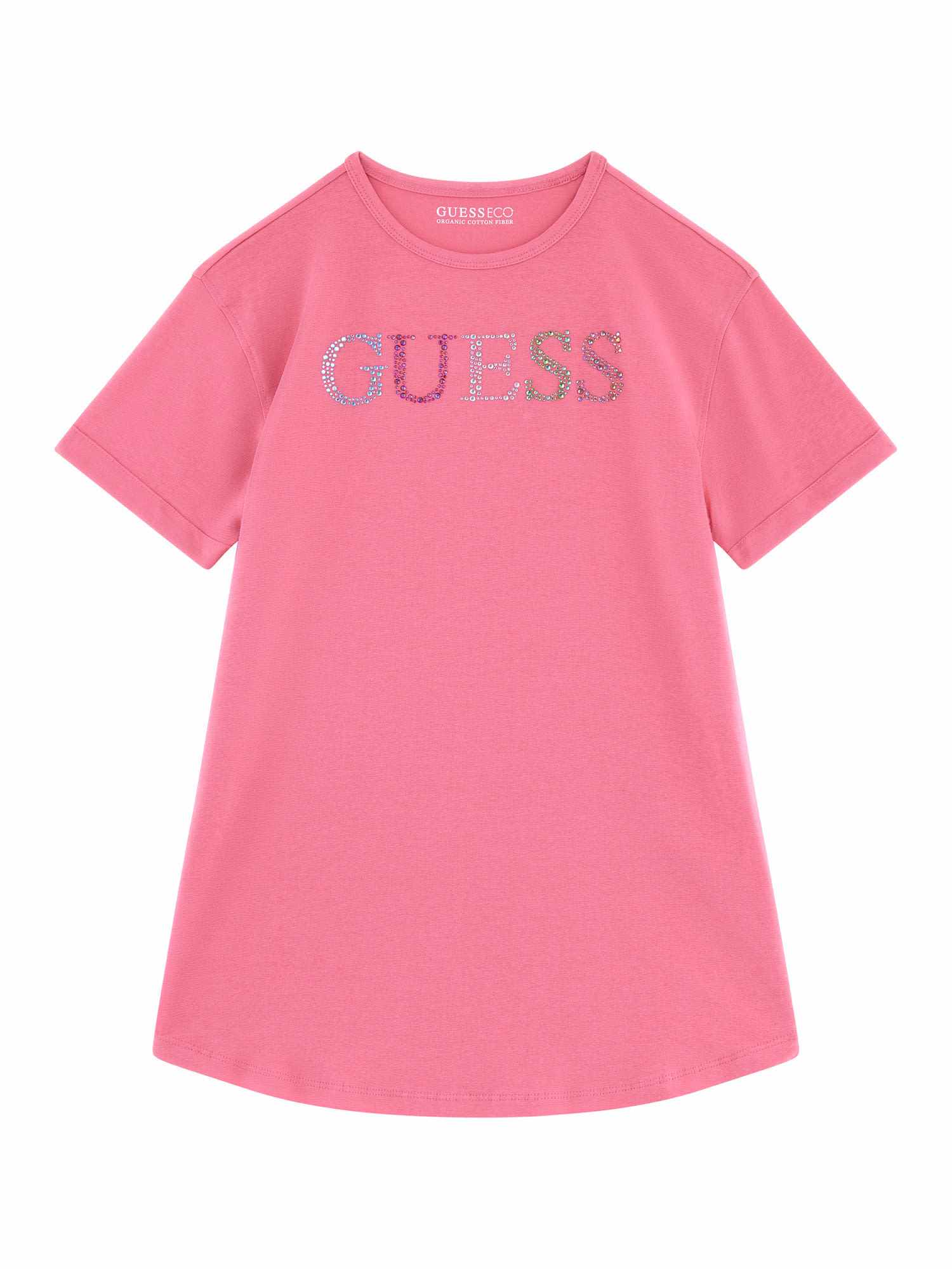 Guess Kids Girls Pink Typography Round Neck Short Sleeve T-Shirt