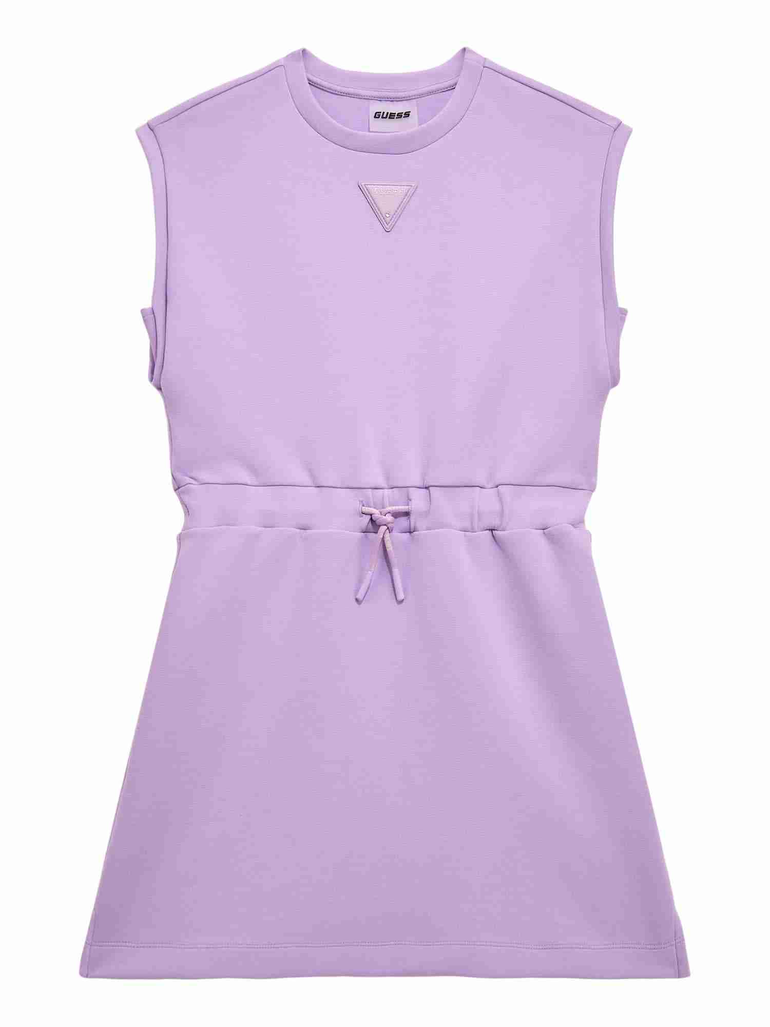Guess Kids Girls Lilac Solid Round Neck Sleeveless Scuba Active Fit & Flared Dress