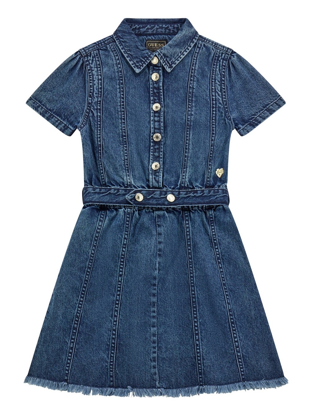 West Modern Medium Blue Pure Cotton Solid Denim Dress