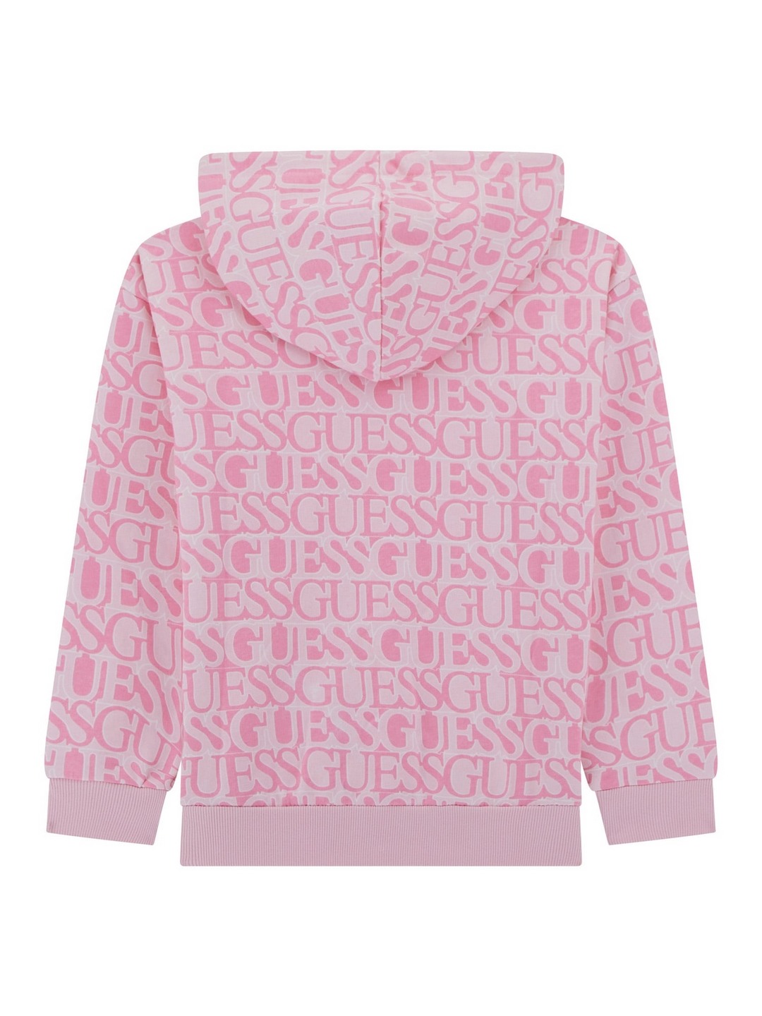 Guess Girls Pink Typographic Print Hooded Long Sleeves Sweatshirt