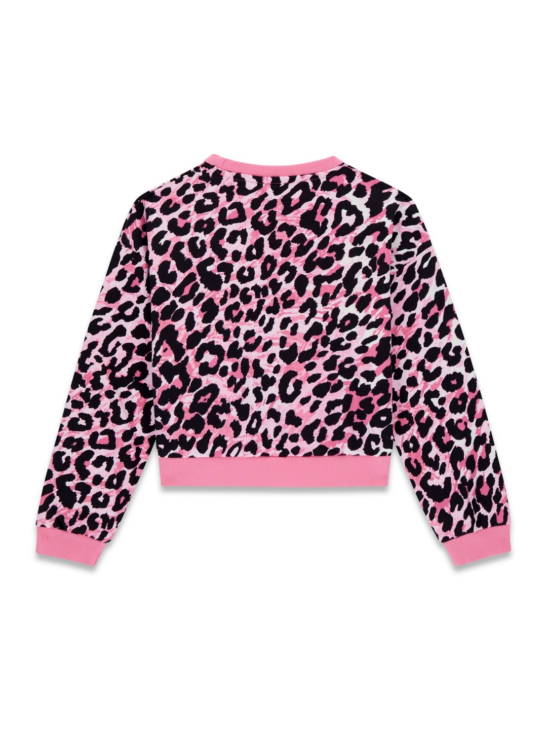 Guess Girls Pink Animal Print Round Neck Long Sleeves Sweatshirt